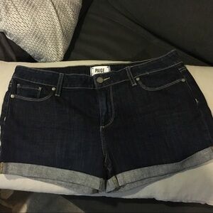 Paige Dark Wash Denim Shorts